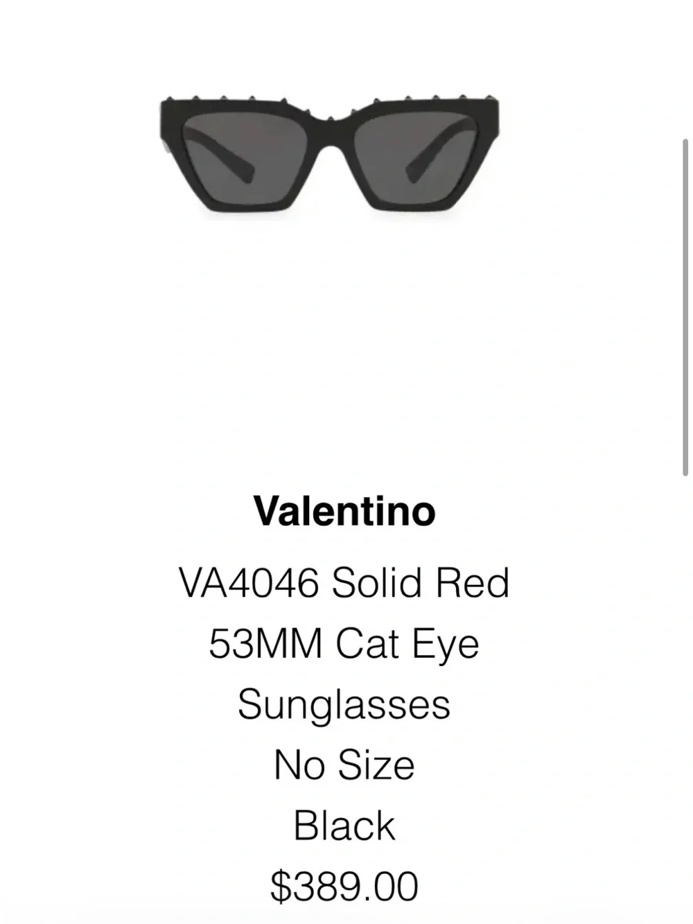 Valentino Black Cat-Eye Sunglasses with Stud Accents